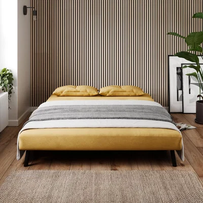 Dunelm Phoebe Velvet Double Sofa Bed Old Gold