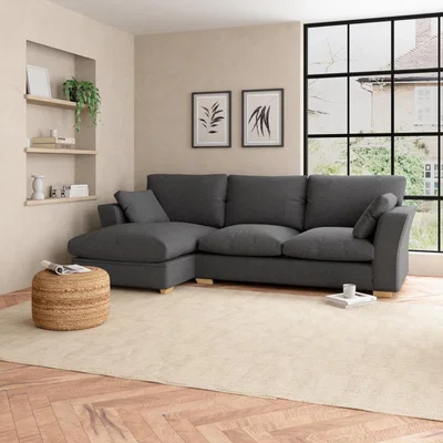 Dunelm Blakeney Textured Weave Corner Sofa Bed Textured Weave Graphite
