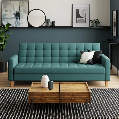 Dunelm Harlow Flatweave Storage Double Sofa Bed Teal (Green)