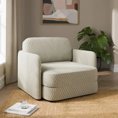 Dunelm Kinsley Checkerboard Chenille Fold Out Single Sofa Bed