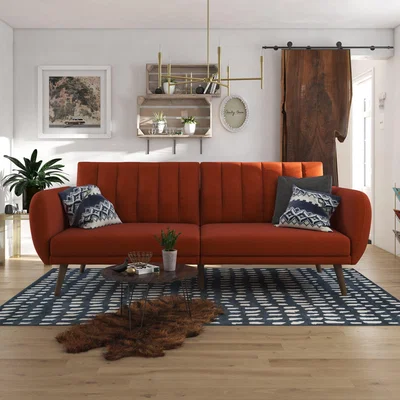 Dunelm Brittany Linen Sofa Bed Orange