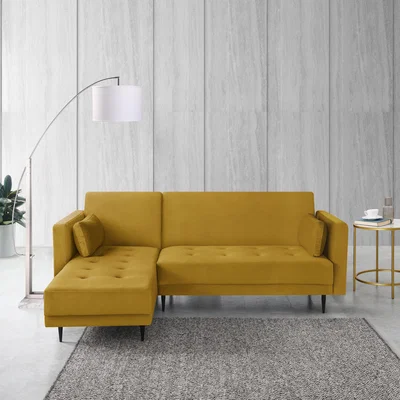 Dunelm Selma Velvet Corner Sofa Bed Yellow