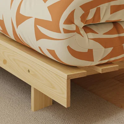 Dunelm Mito Klipp Double Futon Natural Frame Orange/Beige