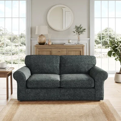 Dunelm Flori 2 Seater Sofa Bed, Chunky Chenille Navy