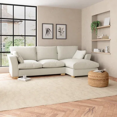 Dunelm Blakeney Slub Cotton Corner Sofa Bed Slub Cotton Blend Sandstone