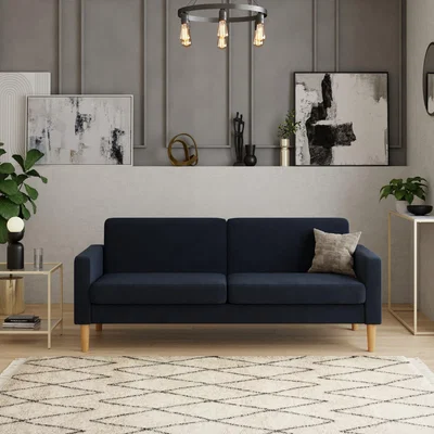 Dunelm Jacob Velvet Sofabed Luxe Navy Navy Blue