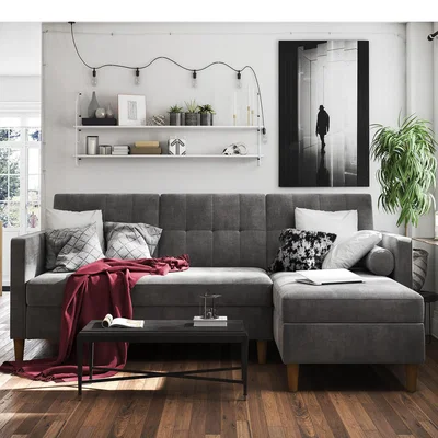 Dunelm Hartford Chenille Storage Sofa Bed Grey