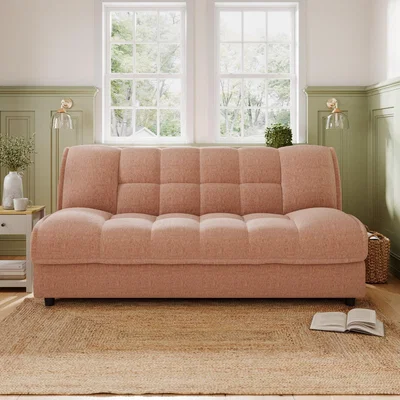 Dunelm Emery Squish Soft Chenille Clic Clac Storage Sofa Bed Clay (Red)