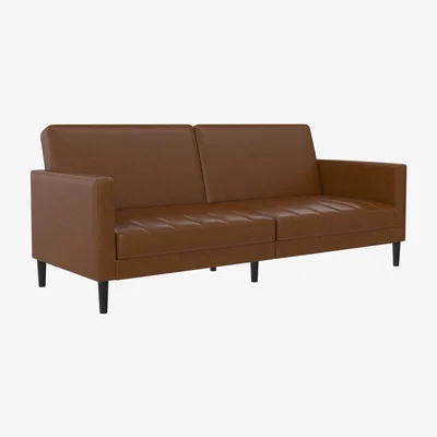Dunelm Liam Faux Leather Clic Clac Sofa Bed Camel NA