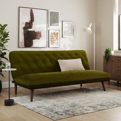 Dunelm Rosie Buttoned Velvet Sofa Bed Olive