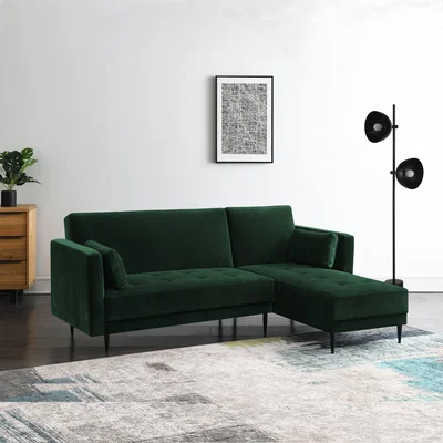 Dunelm Selassi Velvet 3 Seater Corner Sofa Bed