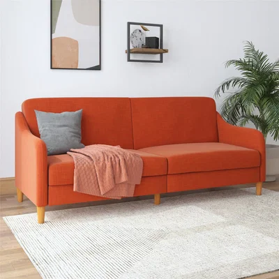 Dunelm Jasper Linen Sprung Sofa Bed Orange