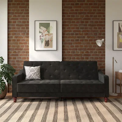 Dunelm Vintage Velvet Tufted Futon Grey