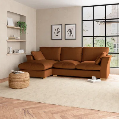 Dunelm Blakeney Luxury Velvet Corner Sofa Bed Luxury Velvet Orange Umber