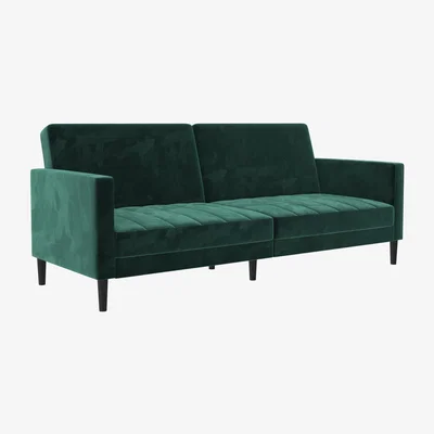 Dunelm Liam Velvet Clic Clac Sofa Bed Green Green