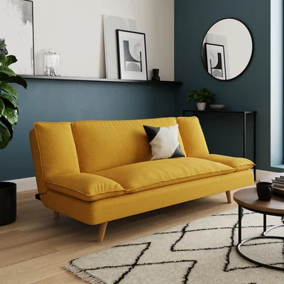 Dunelm Mateo Flatweave Clic Clac Double Sofa Bed Ochre