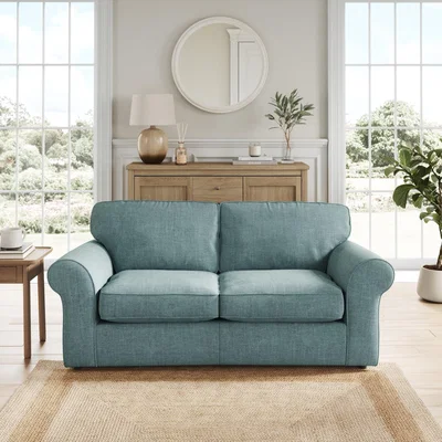 Dunelm Flori 2 Seater Sofa Bed, Tonal Plush Chenille Aqua