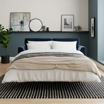 Dunelm Francine Velvet Sofa Bed Navy Velvet