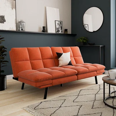Dunelm Luis Soft Chenille Clic Clac Sofa Bed Burnt Orange