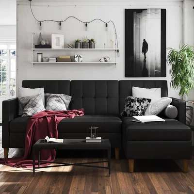 Dunelm Hartford Faux Leather Storage Sofa Bed Black Black