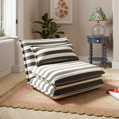 Dunelm Jackson Woven Stripe Foldable Sofa Bed Woven Stripe Black