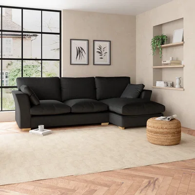 Dunelm Blakeney Luxury Velvet Corner Sofa Bed Luxury Velvet Black