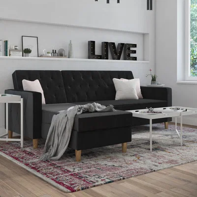 Dunelm Cosmo Liberty Velvet Futon Velvet Black