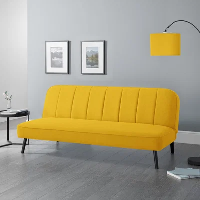 Dunelm Miro Linen Clic Clac Sofa Bed Mustard