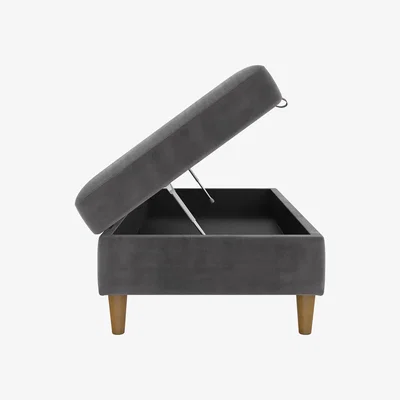 Dunelm Hartford Chenille Storage Ottoman Grey
