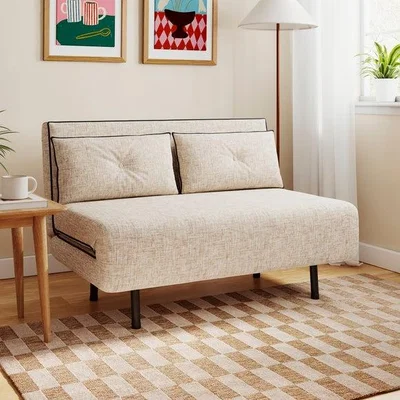 Dunelm Phoebe Woven Contrast Piped Small Double 2 Seater Sofa Bed
