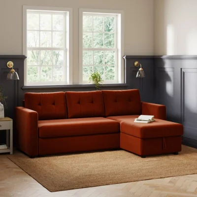 Dunelm Barker Velvet Trundle Corner Chaise Sofa Bed