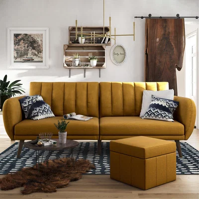 Dunelm Brittany Linen Sofa Bed Yellow