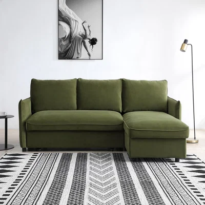 Dunelm Lucie Corner Sofabed, Velvet Olive
