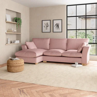 Dunelm Blakeney Luxury Velvet Corner Sofa Bed Luxury Velvet Peach Blush