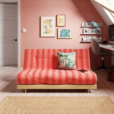 Dunelm Mito Double Futon Stripe Pink Pink