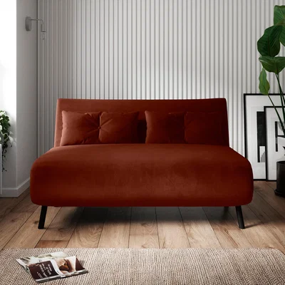 Dunelm Phoebe Double Velvet Sofa Bed Velvet Orange Umber