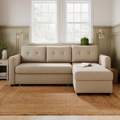Dunelm Barker Flatweave Trundle Corner Chaise Sofa Bed