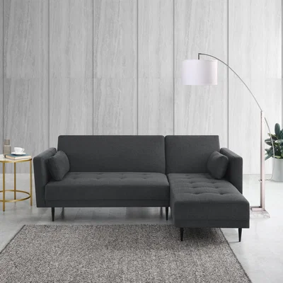 Dunelm Selma Fabric Corner Sofa Bed Steel Grey Fabric