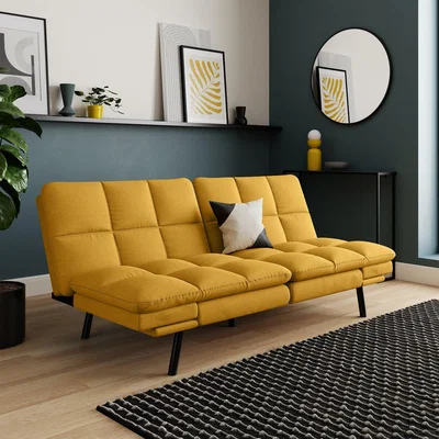 Dunelm Luis Flatweave Clic Clac Sofa Bed Ochre