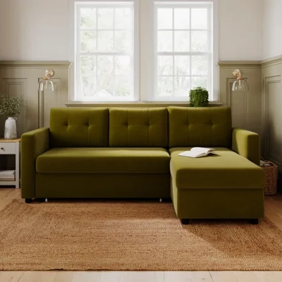 Dunelm Barker Velvet Trundle Corner Chaise Sofa Bed