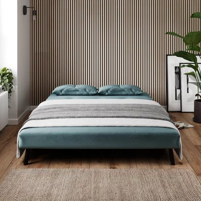 Dunelm Phoebe Velvet Double Sofa Bed Pacific Blue