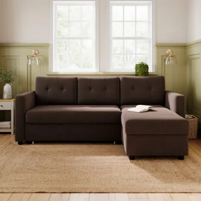 Dunelm Barker Velvet Trundle Corner Chaise Sofa Bed
