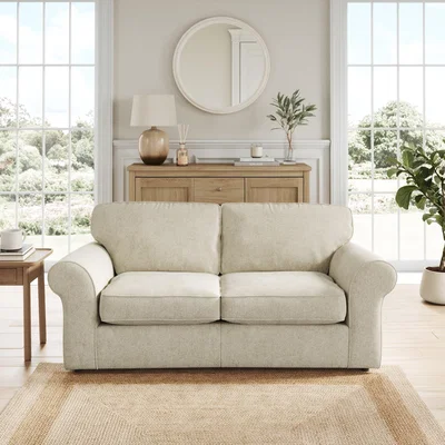 Dunelm Flori 2 Seater Sofa Bed, Soft Chenille Sandstone