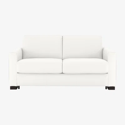 Furniture Village Nicoletti - Alcova 2 Seater Leather Sofa Bed with Box Arms - Torello Bianco Puro