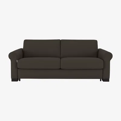 Furniture Village Nicoletti - Alcova 3 Seater Leather Sofa Bed with Scroll Arms - Torello Chocolate