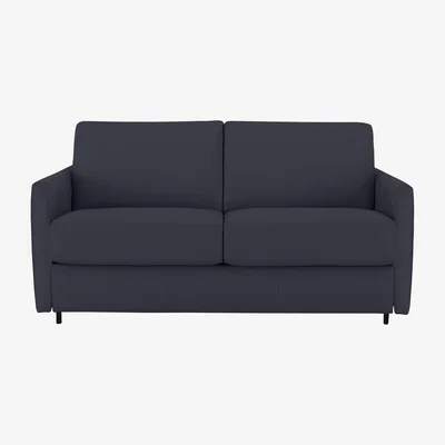 Furniture Village Nicoletti - Alcova 2 Seater Leather Sofa Bed with Slim Arms - Torello Blu