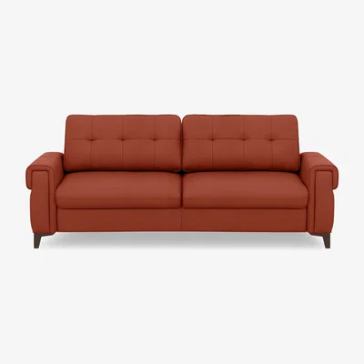 Furniture Village Zoom Leather 3 Seater Sofa Bed - Red Maple