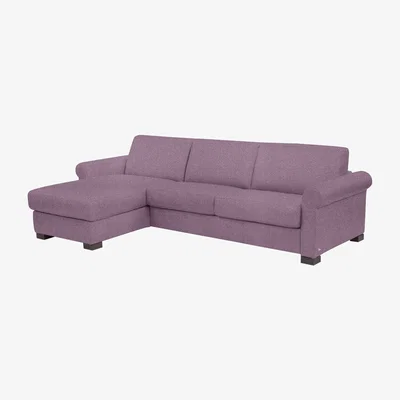 Furniture Village Nicoletti - Alcova 3 Seater Fabric Sofa Bed with Storage Chaise with Scroll Arms - Pink
