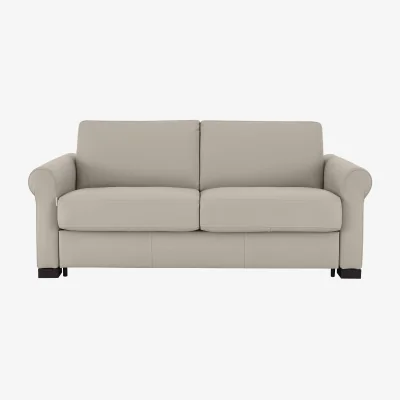 Furniture Village Nicoletti - Alcova 2.5 Seater Leather Sofa Bed with Scroll Arms - Botera Crema - Sofas and Armchairs - In Time for Christmas