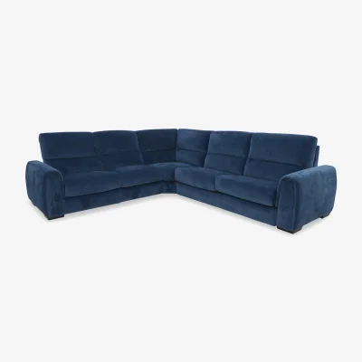 Furniture Village Flex Fabric Large Left Hand Facing Corner Sofa Bed with Storage Arm - R330 Steel Blue